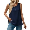 thumbnail image 3 of Uooqdmx Linen Tank Tops for Women, Gauze Shirts for Women, Plain Tank Tops for Women, Loose Fitting Tank Tops for Women, Sleeveless Tunic Tops for Women, Navy XL, 3 of 7