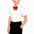 thumbnail image 6 of LEKWK Boys Formal Suit Set 3 Piece Kids Short Sleeve White Shirt with Bow Tie and Black Dress Pants Toddler Tuxedo Outfit for Graduation Wedding Performance, 6 of 6