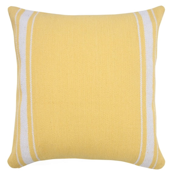 Harlow Hill Yellow/White Striped Farmhouse Cotton Throw Pillow Cover, 20" x 20"