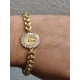 thumbnail image 5 of Pulsera/brazalete de la Virgen de Guadalupe con zirconias, cadena dorada,, oro laminado 18 kilates, 5 of 8