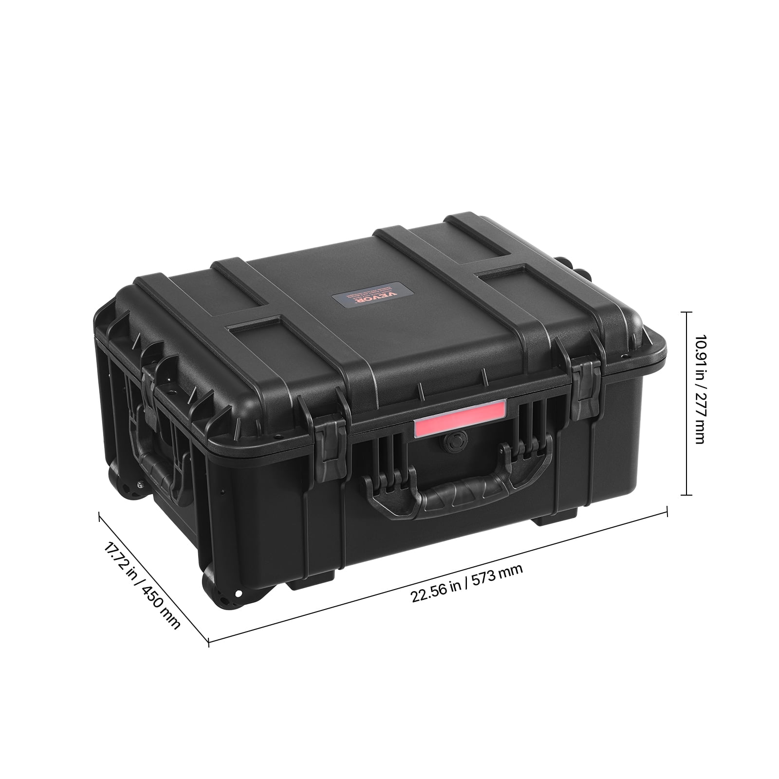 VEVOR Weatherproof Hard Case, Heavy Duty Protective Dry Box Case with Pre-Cut Foam, Wheels & Retractable Pull Handles for Travel, Hunt, Military, Tactical, IP67 Waterproof Case for Cameras(57x45x28)
