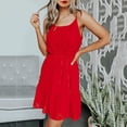 thumbnail image 1 of Mefallenssiah Women Chiffon Pom Sleevless Sling Drawstring Short Skirt Dress, 1 of 1