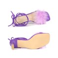thumbnail image 4 of BLISSFUL STEP Women's Lace Up Square Toe Chunky Heels Sandals Light Purple 11, 4 of 6