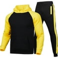 thumbnail image 1 of FOCUSNORM Men?s Casual Contrast Color Long Sleeve Hooded Top and Trousers, 1 of 10