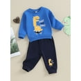 thumbnail image 3 of Bagilaanoe 2PCS Toddler Baby Boy Pants Set Cartoon Print Long Sleeve Sweatshirt Pullover Tops + Drawstring Sweatpants 6M 12M 18M 24M 3T Kids Casual Sweatsuits, 3 of 9