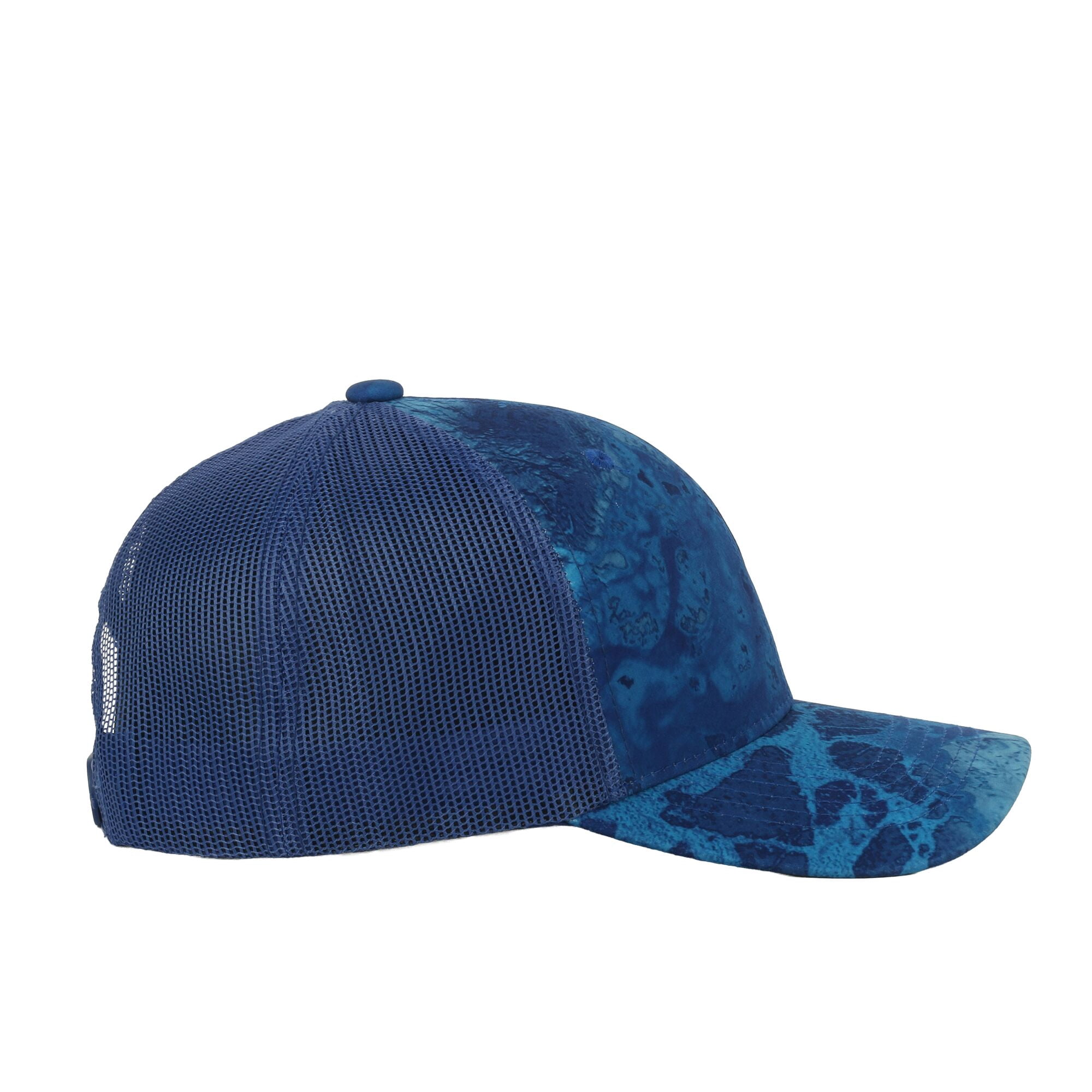 Realtree® Fishing WAV3 Blue Camo Trucker Hat – Mid Profile Mesh Back Snapback, One Size