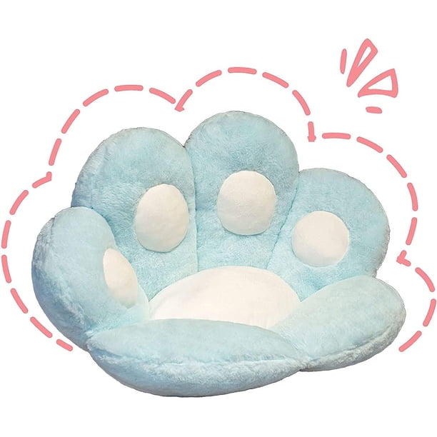 Cojín de pata de gato: cojín de asiento lindo y acogedor Kawaii, cojín de silla de oficina para sofá perezoso con forma de pata de gato, almohada de asiento cálido y acogedor para oficina -Azul