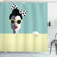thumbnail image 1 of Ambesonne Girls Shower Curtain, Retro Pop Art Young Woman, 69"Wx84"L, Pale Yellow Seafoam, 1 of 3