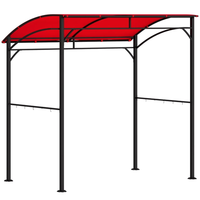 Outsunny 7' x 5' BBQ Grill Gazebo Tent with Steel Frame Hooks Wine Red