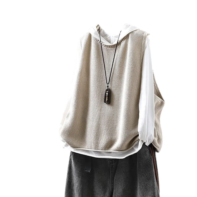 RXMEKW White Coat Women, Solid-Color Knitted Loose Versatile Coat