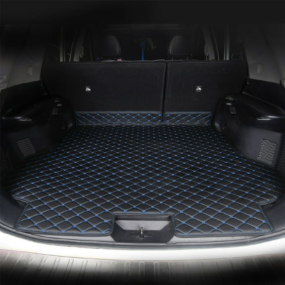 Leadwolf Car Cargo Mats for Hyundai Tucson 2015–2021 Cargo Liners Waterproof Anti-Skid PU Leather   Black and Blue