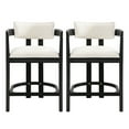 thumbnail image 2 of Corlas 26" Seat Height Medieval Modern Boucle Upholstered Counter Stools with Footrest, Rubber Wood Frame, Black + Beige, 2 of 8
