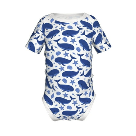 

Junzan Whale Print Short-Sleeve Baby Climbing Clothes Bodysuits for Infant One-Piece for Baby Boys & Girls Baby Clothes Baby Romper with Snap Closure-3 Months