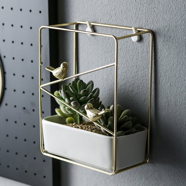 Metal Hanging Planters With Hooks Modern Ceramic Wall Planter Minimalist Flower Pot Hold Planter For Indoor Outdoor Plants Home Decor Gold Black Walmart Com Walmart Com