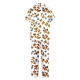 thumbnail image 4 of Pijama de manga corta con estampado fino y pantalones largos con solapa para mujer, top y pantalones de poliéster., 4 of 5