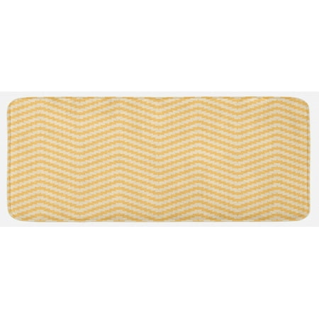 

Chevron Kitchen Mat Zig Zag Pattern with Lines Skewed Squares Vintage Geometrical Design Plush Decorative Kitchen Mat with Non Slip Backing 47 X 19 Apricot Peach by Ambesonne