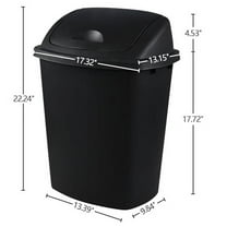 Wekioger 4-Pack 10 Gallon Plastic Swing Top Trash Can, Kitchen Garbage Can with Swing Lid, Black
