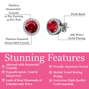 Cate & Chloe Royal January Birthstone 18k White Gold Plated Women Earrings with Swarovski Crystals
