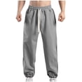 thumbnail image 2 of Pantalones largos para hombre, informales, a la moda, con bloques de color, cintura elástica, lisos, con bolsillos, para exteriores, de poliéster., 2 of 7
