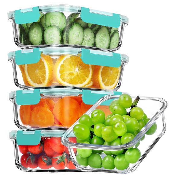 Conjunto VERONES de 5 recipientes de vidrio herméticos para alimentos de 1065 ml