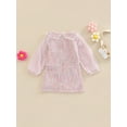 thumbnail image 4 of Bagilaanoe Toddler Baby Girls Fall Dress Mesh Long Sleeve Doll Collar Dress 1T 2T 3T 4T 5T 6TKids Sweet Midi One-Piece Outfits, 4 of 8