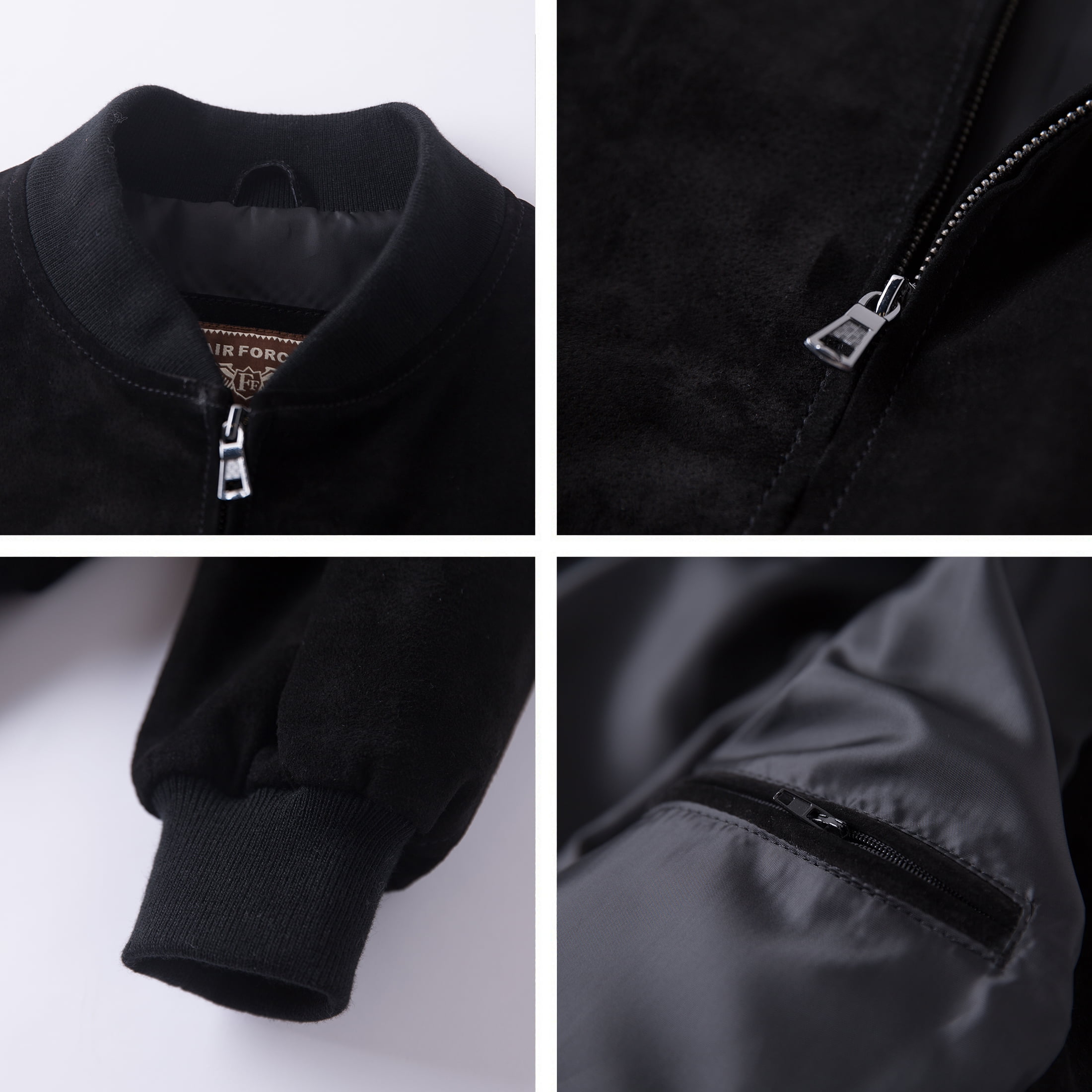 Men's Baseball Leather Jacket Vintage bomber Suede Jackets (3XL, Black)