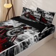 thumbnail image 3 of Manfei Vintage Train Zipper Full Size Comforter Sets with Fitted Sheet and 2 Pillowcases,Dark Clouds Zipper Bedding Set,Black Red,Black Reversible,4pcs, 3 of 8