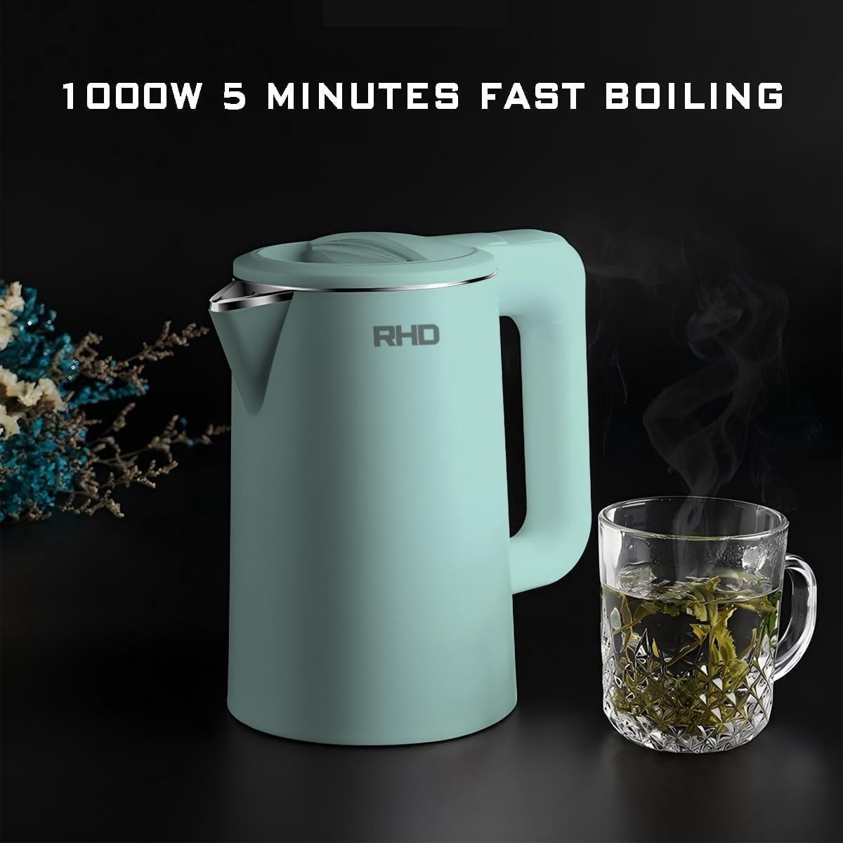 Compact 0.8L Stainless Steel Electric Kettle - Safe Fast Boil for Tea & Coffee