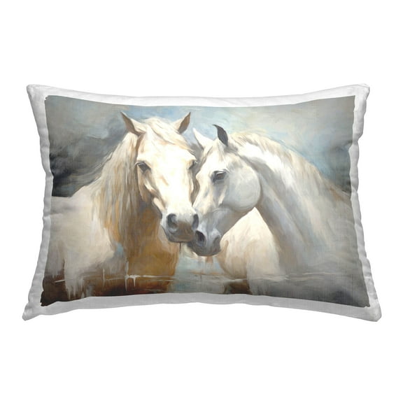 Stupell Industries White Horses Abstraction Decorative Printed Throw Pillow Design by Ramona Murdock