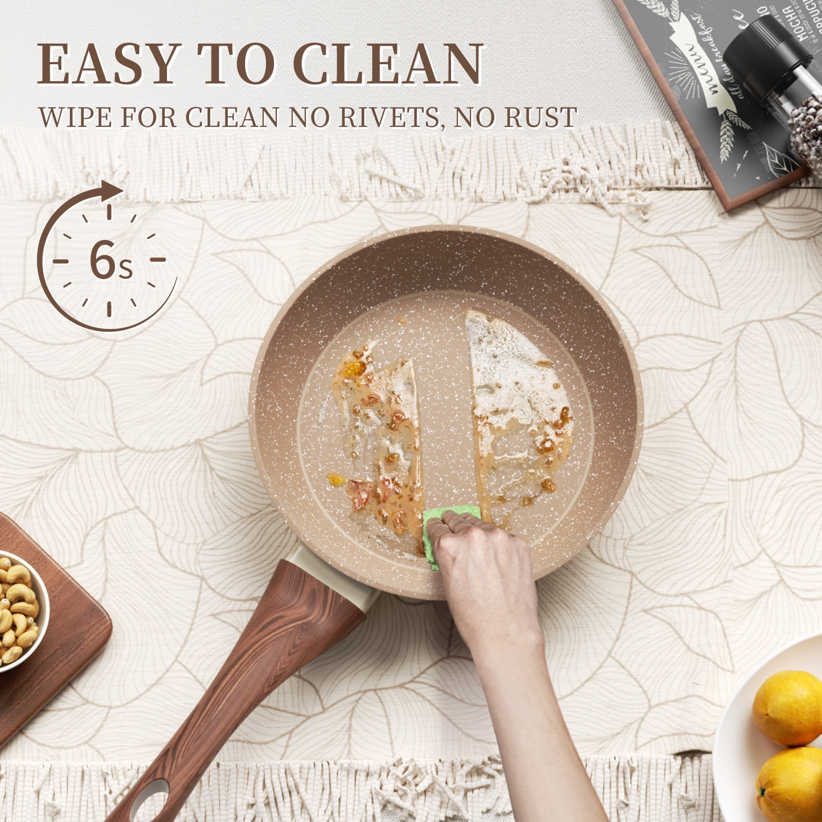Innerwell 8-Inch Nonstick Granitic Frying Pan with Ergonomic Bakelite Handle
