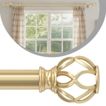 OLV 1" Adjustable Single Curtain Rod 30-60" with Twist Cage Finial Gold
