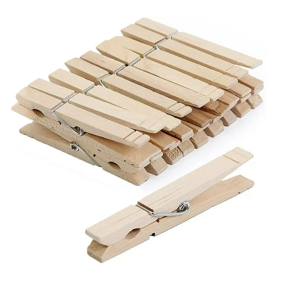 Fenzer Clothes Pins Wood for Hanging Clothes, 3.5 Inch【100pcs】 Heavy Duty Wooden Clothespins, Clothes Pins for Craft, Wooden Clips for Pictures. | Rust Resistant
