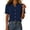 Dark Blue, variant on Staron Women Button Down Short Sleeve Blouse Casual Linen Top V-Neck Ruffled Solid Basic Loose Fit Summer Shirt, Light Blue M