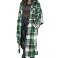thumbnail image 1 of Powerdelux Women's Casual Lapel Plaid Tartan Jackets Button Down Trench Shacket Coats, 1 of 6