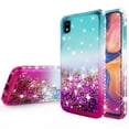 thumbnail image 3 of Compatible for Motorola Moto E6 Case, with [Tempered Glass Screen Protector] SOGA Diamond Liquid Quicksand Cover Cute Girl Women Phone Case - Pink/Aqua, 3 of 5
