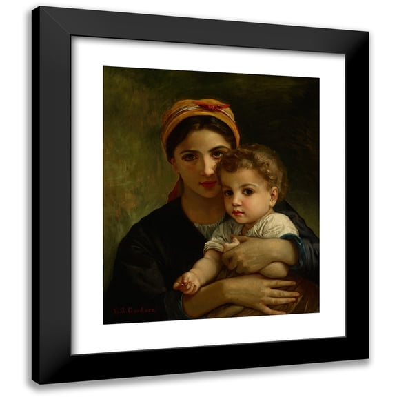 Elizabeth Jane Gardner Bouguereau 12x14 Black Modern Framed Museum Art Print Titled - Copy of ‘Young Girl and Child’