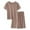 Khaki, variant on Timegard Summer Outfits for Women 2 Piece Round Neck T Shirts Shorts Loose Comfy Lightweight Lounge Sets