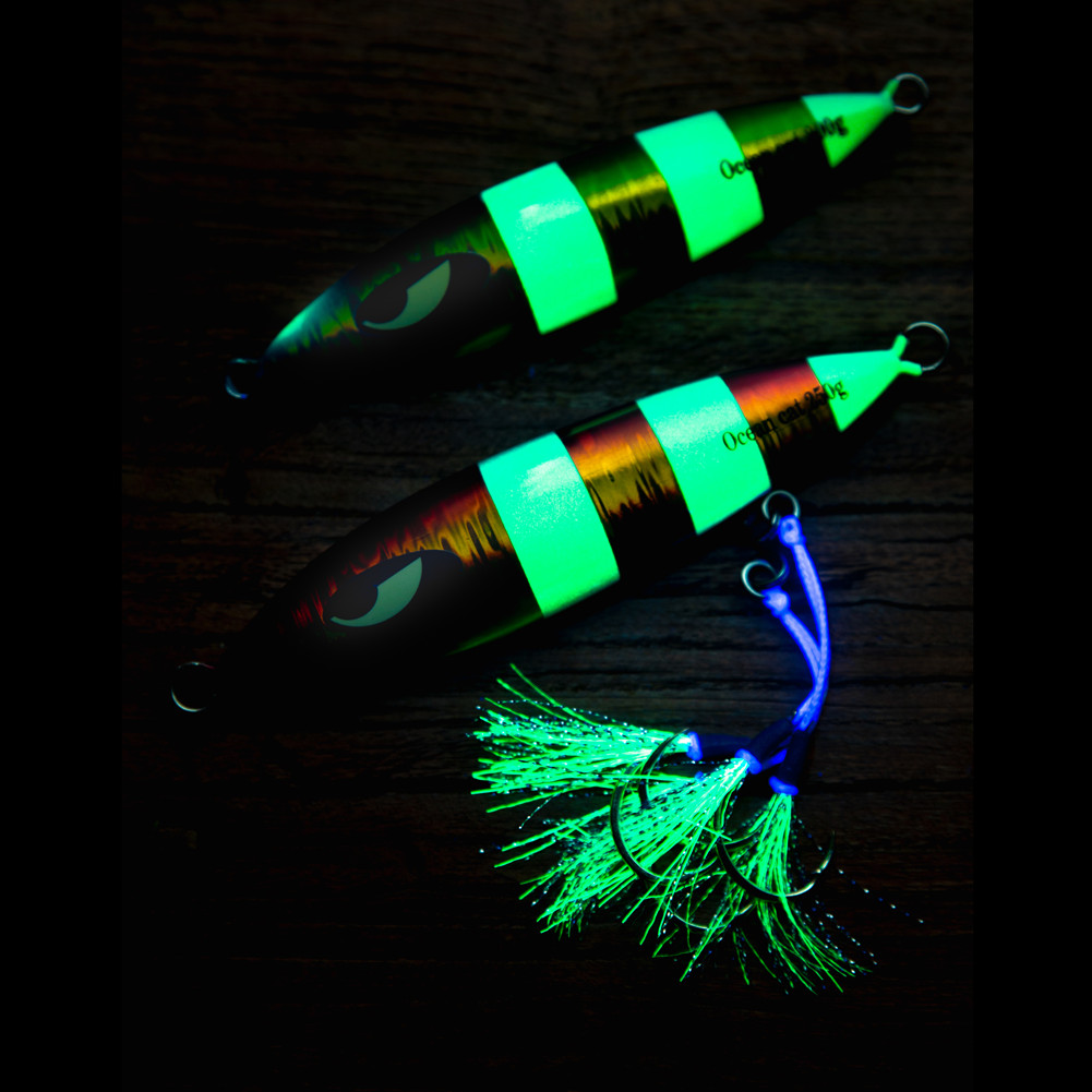 OCEAN CAT Slow Fall Pitch Fishing Lures Sinking Lead Metal Flat Jigs Jigging Baits with Hook for Saltwater Fishing