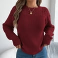 thumbnail image 4 of Fall Sweaters Women Casual Solid Color Hollow Out Long Sleeve Pullover Knitted Sweaters Sweater Red XL, 4 of 6
