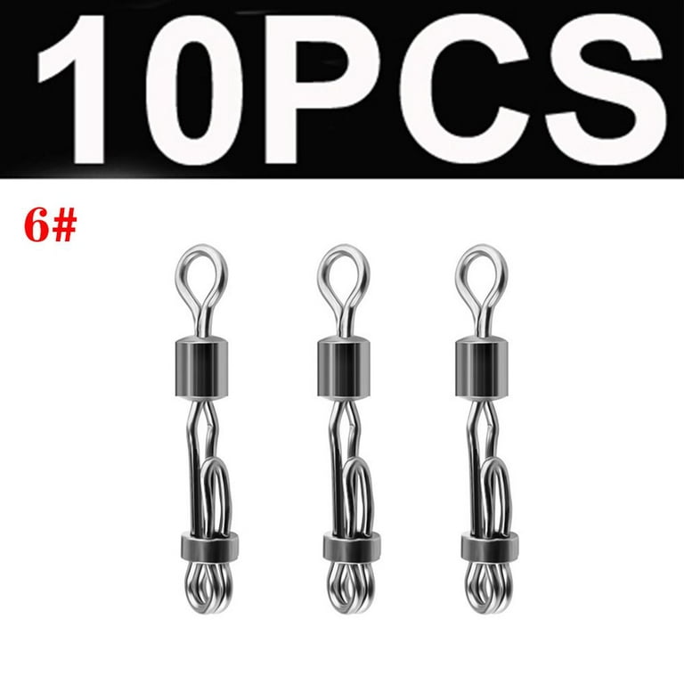10Pcs/Pack Durable Terminal 8-Shaped Useful Swivels Snap Solid Ring Fishing  Connector Rolling Swive 6# 
