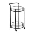 thumbnail image 7 of mDesign Metal Vintage Round Beverage Rolling Cart for Home - 2-Tier Serving Bar Trolley with Easy-Glide, Rotating Wheels, Built-in Handle, and Glass Shelves for Wine and Craft Beer - Black Round, 7 of 7