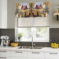 thumbnail image 4 of Yellow Retro Rooster Curtain Valances for Windows, Kitchen Valance Window Treatments Panel 2 Pack, Spring Floral Farmhouse Animals Rod Pocket Short Curtains for Bathroom Bedroom 42 x 12 Inch, 4 of 8