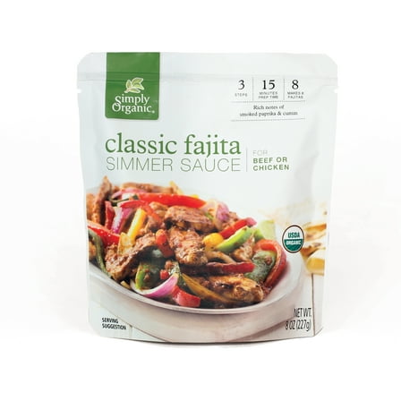 Simply Organic Classic Fajita Simmer Sauce Certified Organic 8 oz. pouch