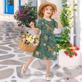 thumbnail image 4 of FORMRS Girls Short Sleeve Dress Summer Casual Round Neck A-line Beach Sundress, Sizes 2T-8T, Tiger and Peacock Pattern, 4 of 8
