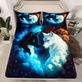 thumbnail image 3 of Homewish Couple Wolf Animal Twin Sheet Sets, Kawaii Dreamy Animal Twin Fitted Sheet, Glitter Stars Starry Sky Flat Sheet, Breathable Home Decor, 3-Piece, 3 of 8