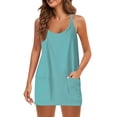 thumbnail image 2 of Athletic Dress Womens Sresses Summer Sleeveless Spaghetti Straps Simple Solid Color dress with shorts underneath womens athletic dress Summer Dresses 01-Light Blue XL, 2 of 5