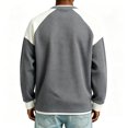 thumbnail image 4 of GrmtClth Sweatshirt Waffle Henley Color Block Long Sleeve Pullover Tops Mens Light Daily Streetwear Outfit Gray XL, 4 of 5