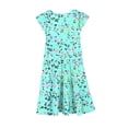 thumbnail image 4 of Zpanxa Robes d'Été pour Filles Manches Courtes Volantées Col Rond Imprimé Floral Taille Poche Robe Superposée Polyester Spandex Multicolore 8-9 Ans, 4 of 6