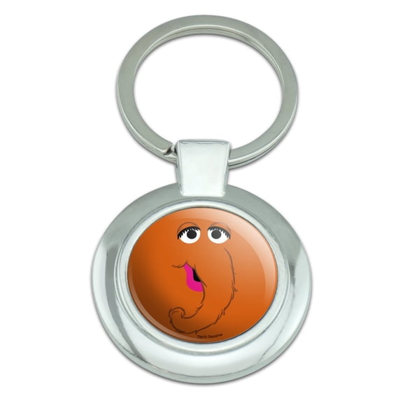 Sesame Street Snuffleupagus Face Keychain Classy Round Chrome Plated Metal