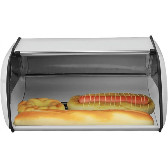 HUGFEGWE Large Capacity Stainless Steel Bread Box Bread Holder Storage Container Bread Storage Bin Container Bread Buddy Bread Bin Corner Bread Box For Home and Kitchen(White) U2537-21054